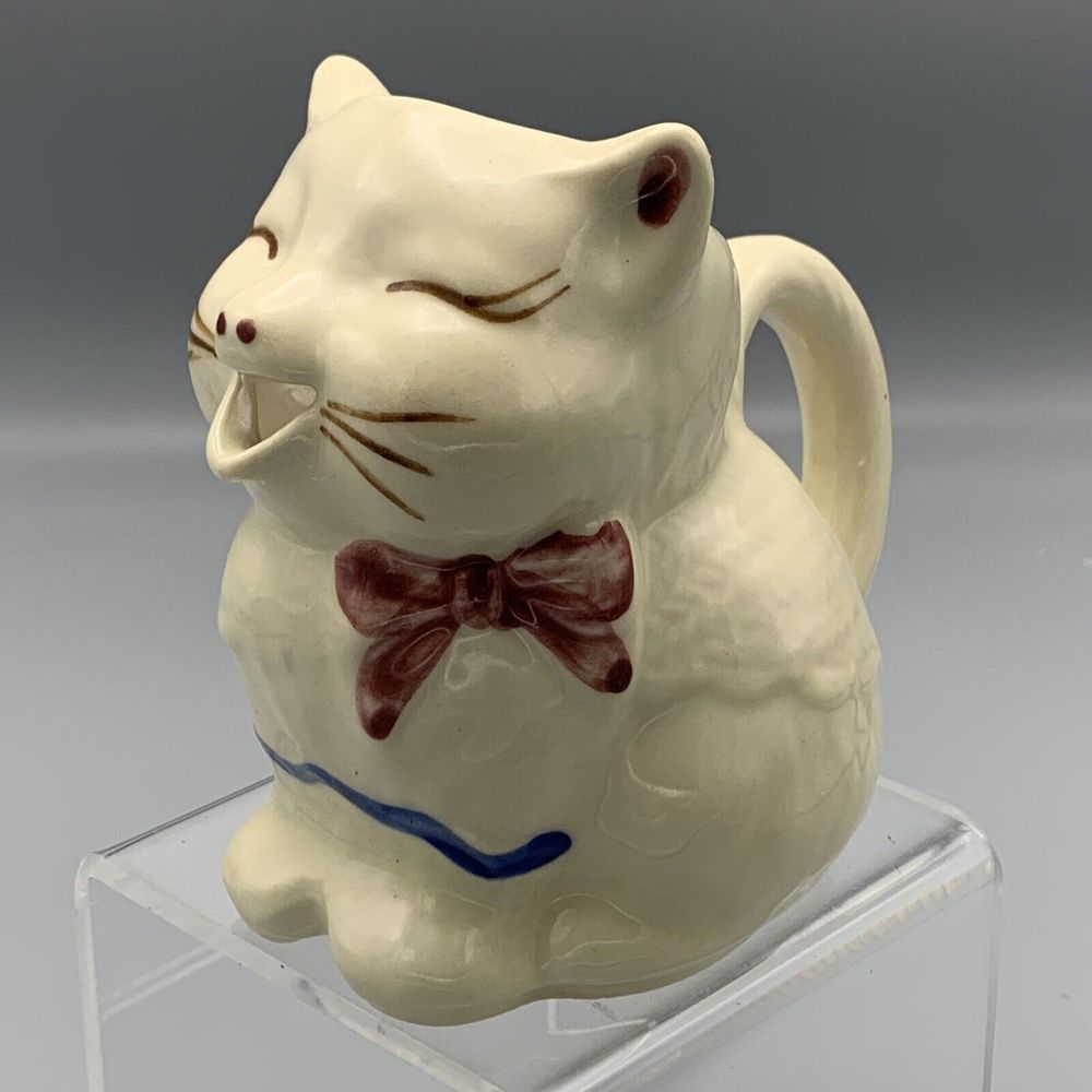 Vintage Puss N’ Boots Pottery 10 oz Cream Cat Creamer USA by Shawnee Kitty Cat